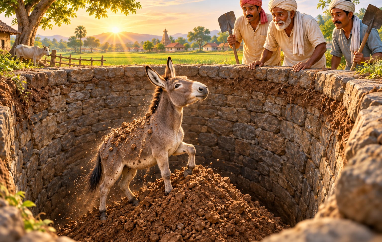"किसान और गधा" — कठिनाइयों को सीढ़ी बनाओ